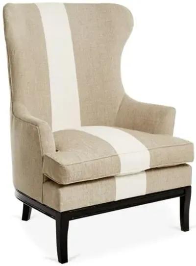 Calhoun Wingback Chair - Stripe - Kim Salmela - Handcrafted in The USA - Beige - Comfortable, Stylish