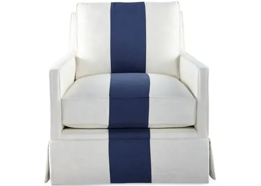 Auburn Club Chair - Indigo Stripe - Miles Talbott