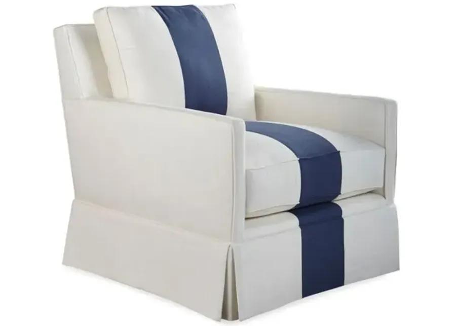 Auburn Club Chair - Indigo Stripe - Miles Talbott