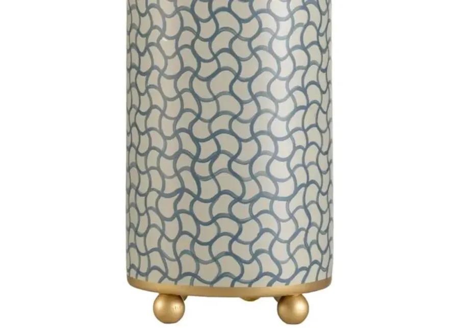 Porcelain Wavy Lines Lamp - Blue/Gold - Chelsea House