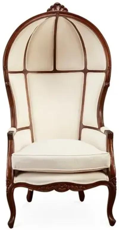 Mirabel Canopy Chair - Off-White Linen - Handcrafted - Ivory