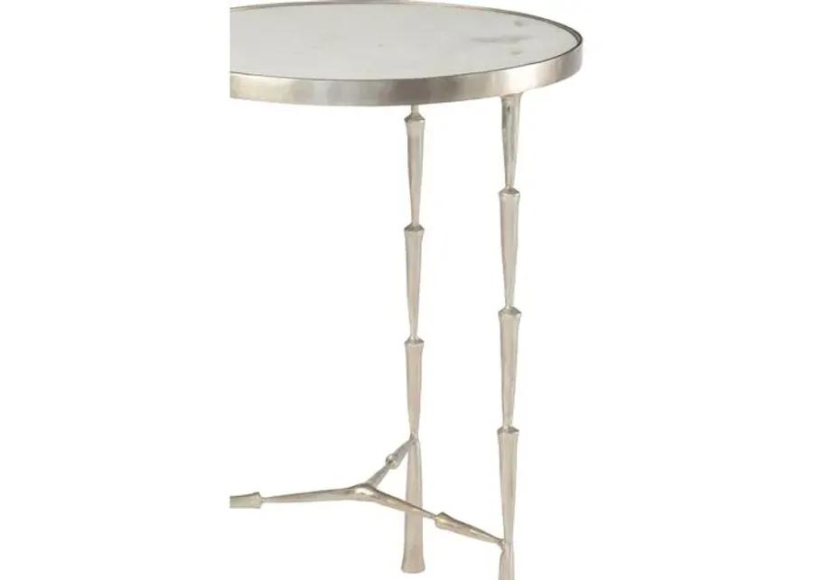 Spike Round Marble Side Table - Nickel - Global Views - Silver