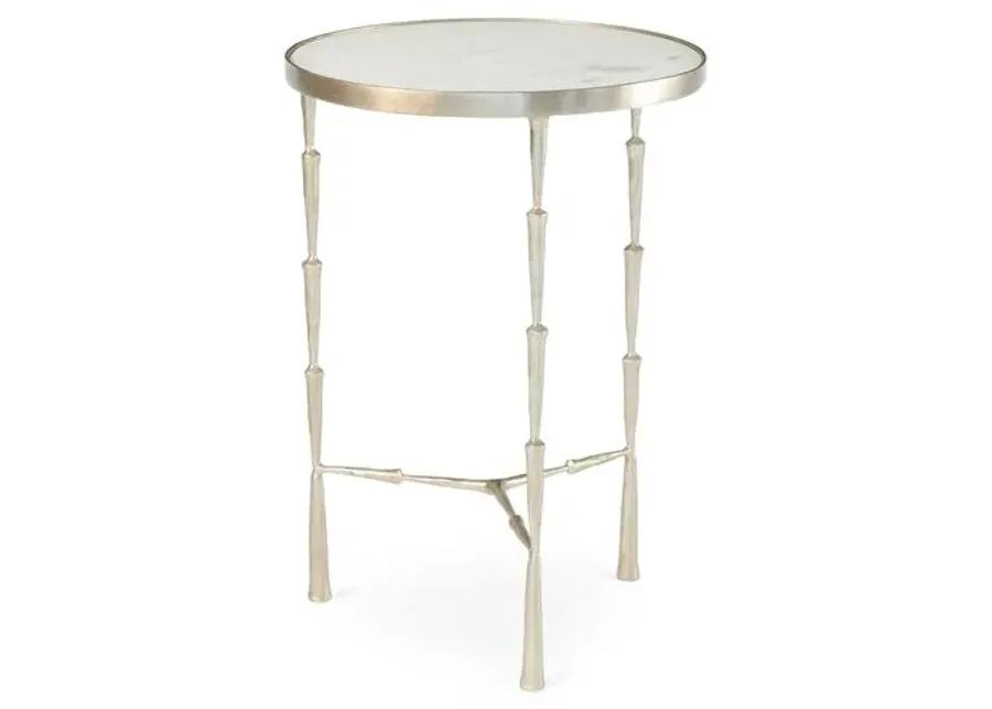 Spike Round Marble Side Table - Nickel - Global Views - Silver