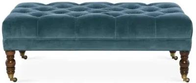 Anna Cocktail Ottoman - Velvet - Miles Talbott - Handcrafted - Blue