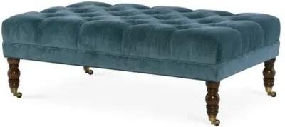 Anna Cocktail Ottoman - Velvet - Miles Talbott - Handcrafted - Blue