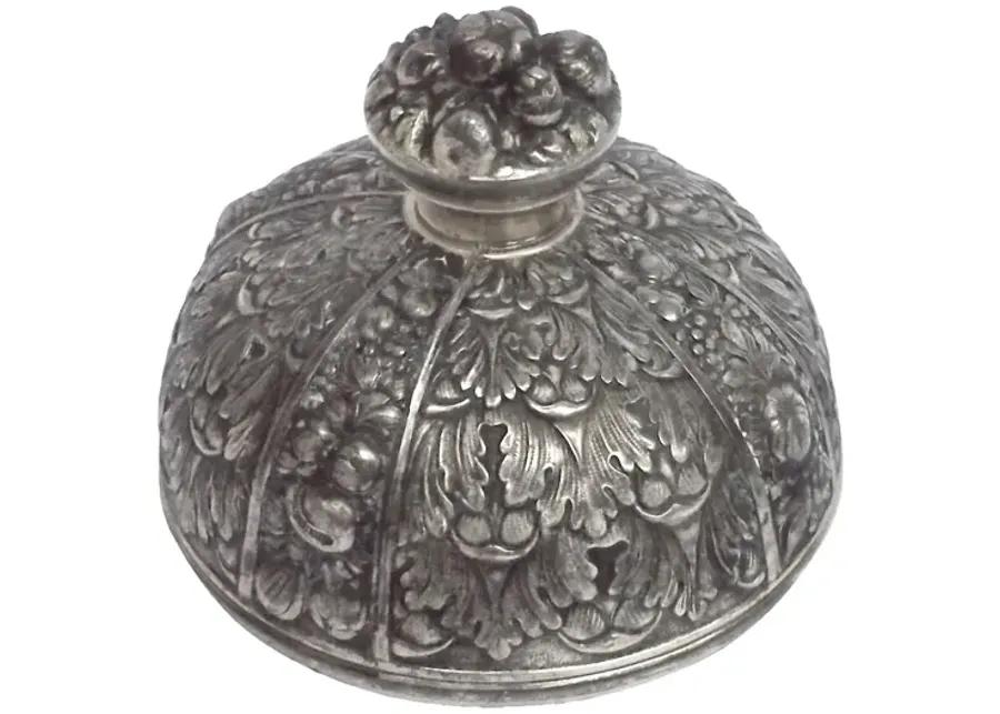 Silver Floral & Fruit Display Jar - Vermilion Designs - Gray