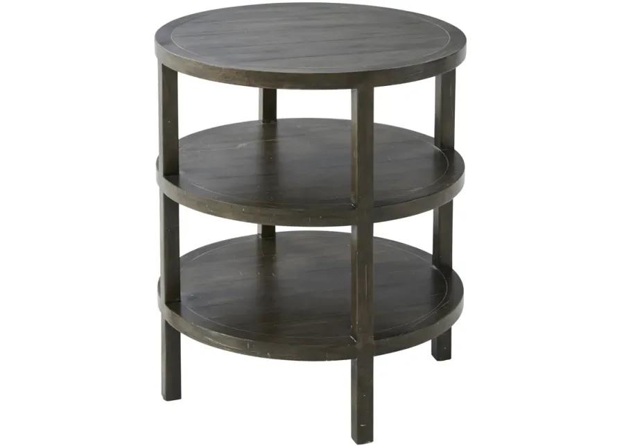 Hemway Round Side Table - Cocoa - Theodore Alexander - Handcrafted - Brown