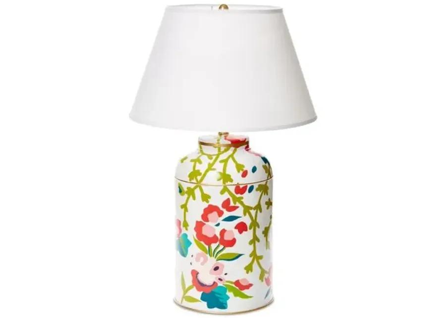 Chintz Tea Caddy Table Lamp - Pink/Green - Dana Gibson