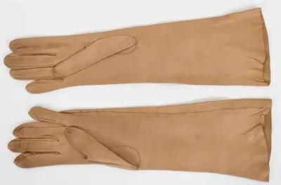 Herm s Beige Lambkin Long Vintage Gloves - Vintage Lux