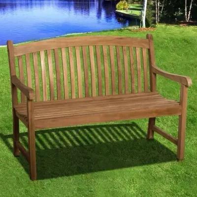 Tate Outdoor Teak Bench - Natural - Brown