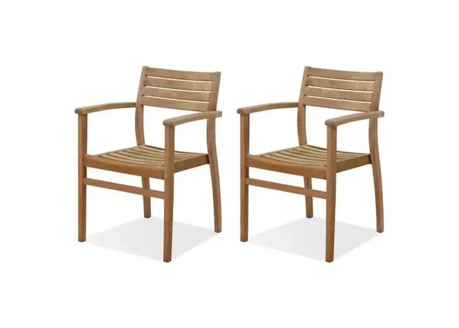 Set of 4 Coventry Teak Outdoor Stack Chairs - Brown