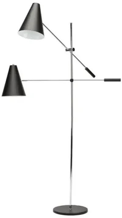 2-Light Tivat Floor Lamp - Black