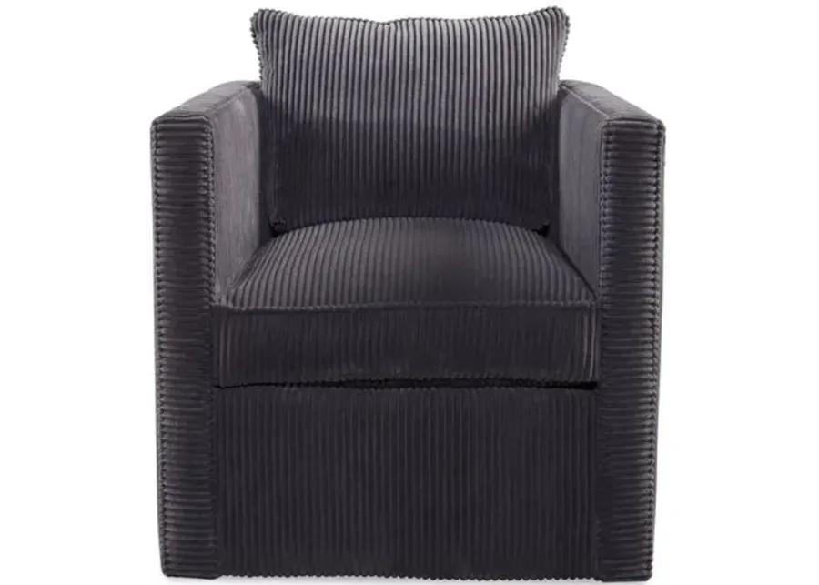 Rackham Swivel Chair - Gray Channeled Velvet