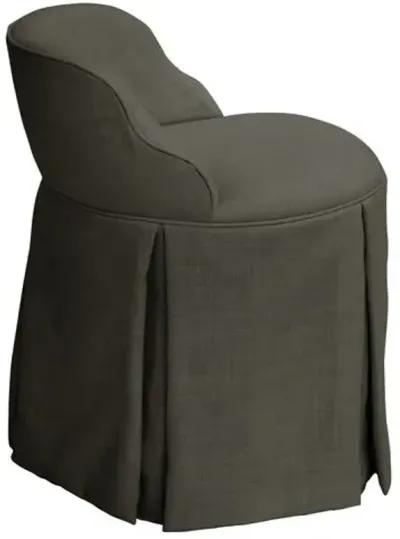 Addie Vanity Stool - Linen - Handcrafed in The USA - Gray, Sturdy, Contoured Back - Versatile, Comfortable, Functional