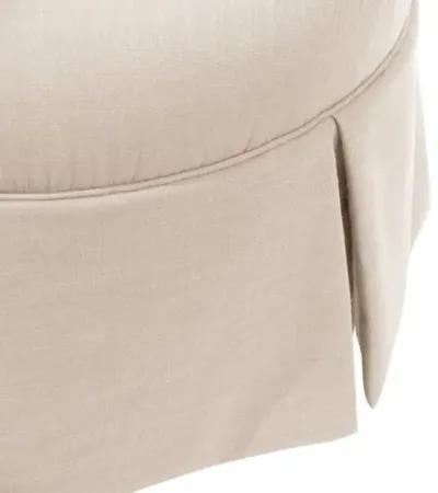 Liza Linen Skirted Ottoman - Handcrafted - Beige