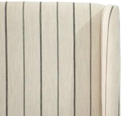 Kelly Wingback Headboard - Neutral Pinstripe - Handcrafted - Beige