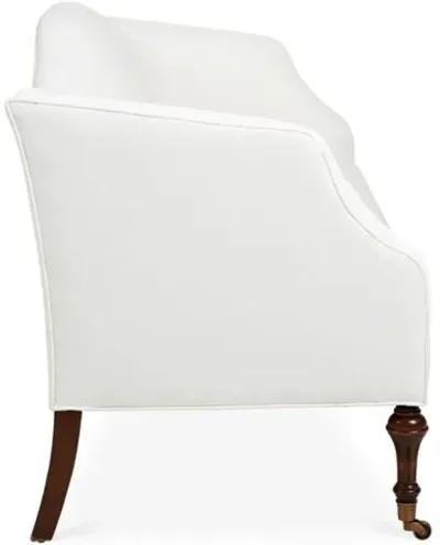 Lydia Camelback Settee - White Linen