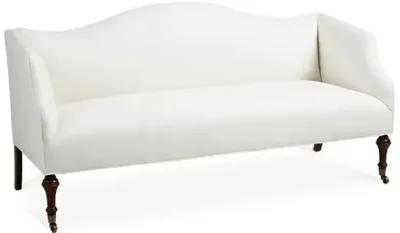 Lydia Camelback Settee - White Linen