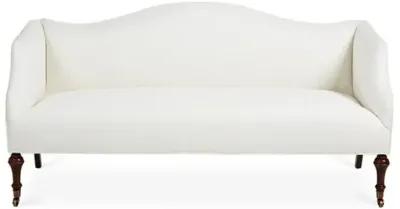 Lydia Camelback Settee - White Linen