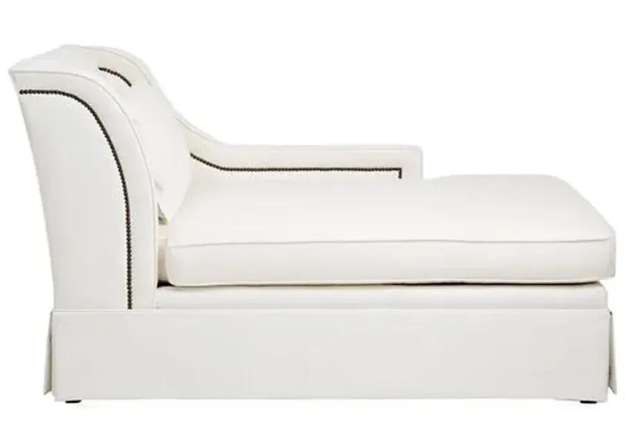 Roslin Right-Facing Skirted Chaise - White Linen - Comfortable, Sturdy, Stylish