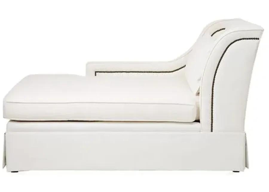 Roslin Left-Facing Skirted Chaise - White Linen - Comfortable, Sturdy, Stylish