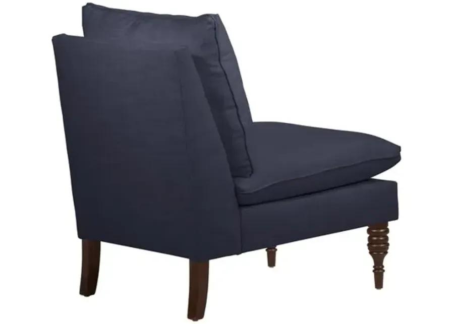 Daphne Linen Slipper Chair - Blue