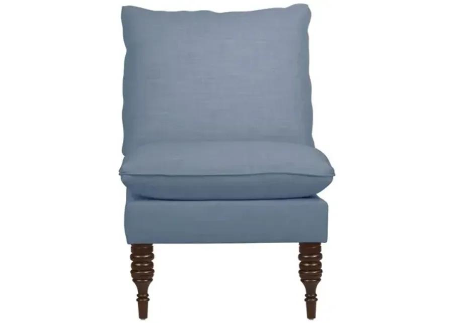 Daphne Linen Slipper Chair - Blue