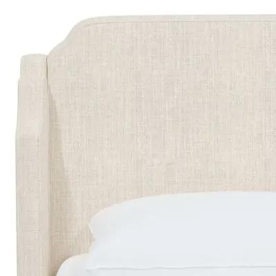 Aurora Wingback Bed - Handcrafted - Beige, Mattress, Box Spring Required