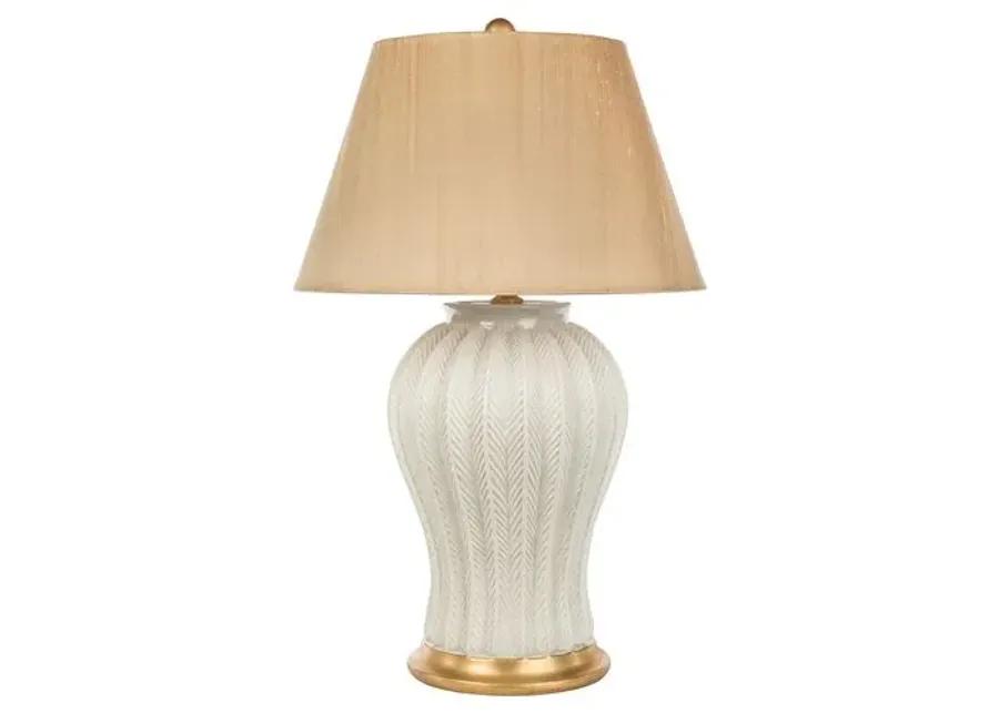 Layla Leaves Table Lamp - Cream/Gold - Bradburn Home