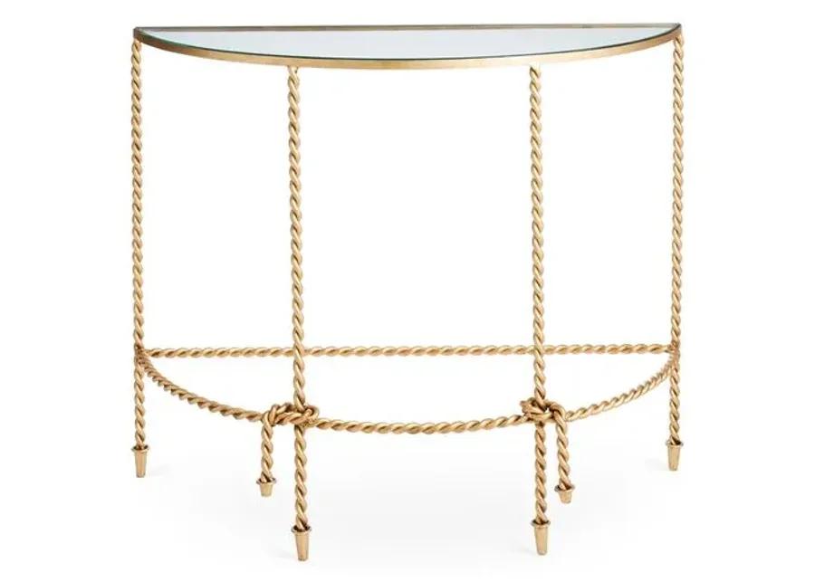 Hyannis Demilune Console - Antiqued Gold