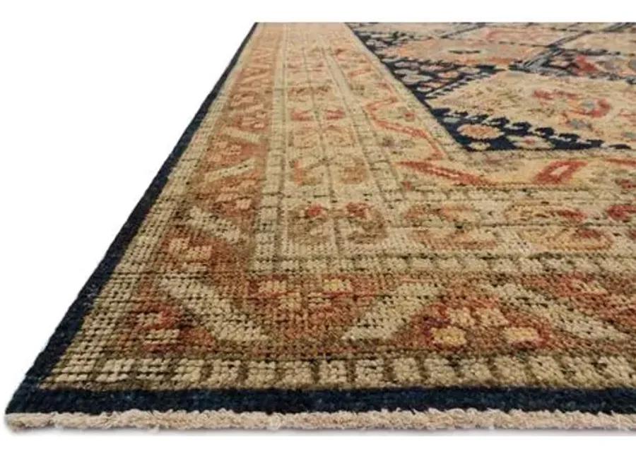 Paola Hand-Knotted Rug - Navy/Tan - Brown - Brown