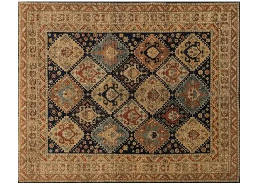 Paola Hand-Knotted Rug - Navy/Tan - Brown - Brown