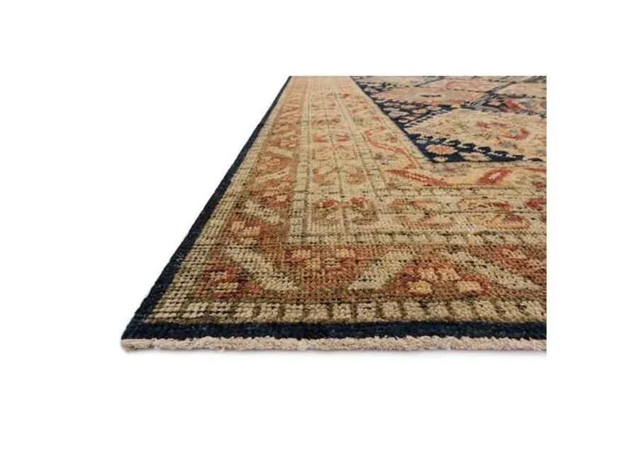 Paola Hand-Knotted Rug - Navy/Tan - Brown - Brown