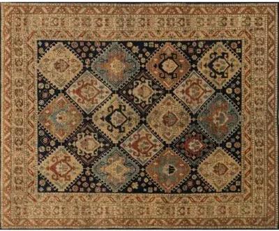 Paola Hand-Knotted Rug - Navy/Tan - Brown - Brown