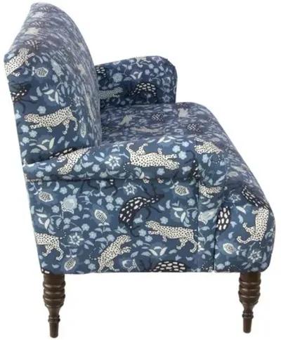 Nicolette Leopard Settee - Blue - Handcrafted