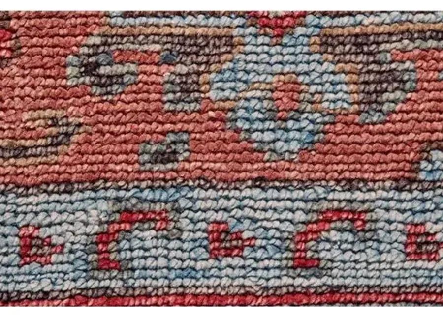 Celine Hand-Knotted Rug - Rust/Aqua - Red - Red