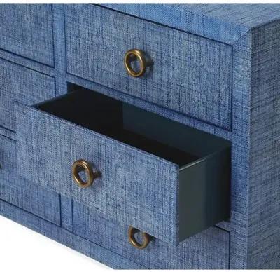 Kos 6-Drawer Raffia Dresser - Blue