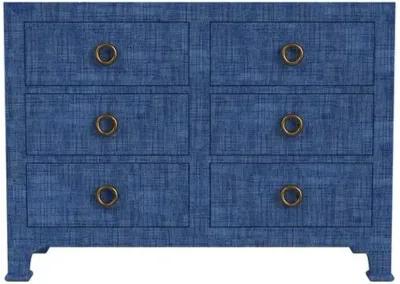 Kos 6-Drawer Raffia Dresser - Blue