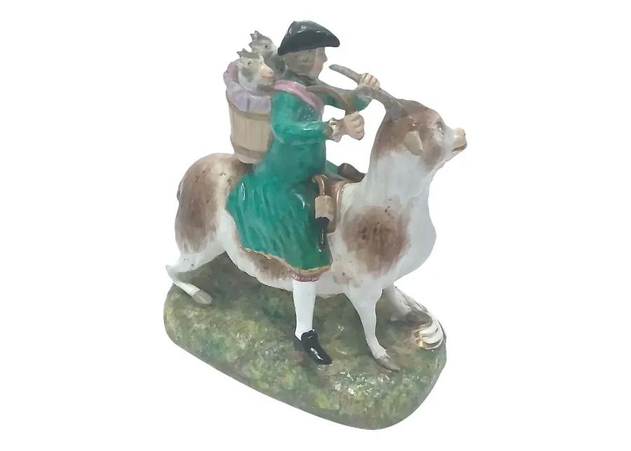 Antique Derby Tailor Riding Goat Figure - Vermilion Designs - Green