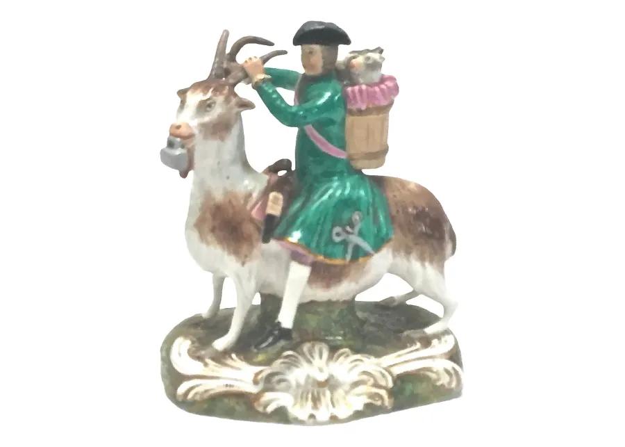 Antique Derby Tailor Riding Goat Figure - Vermilion Designs - Green