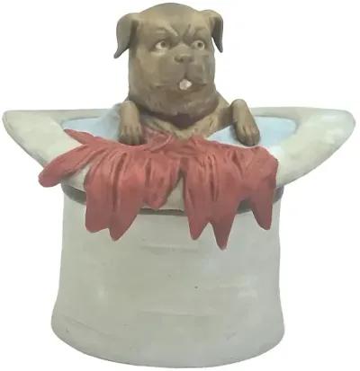 Antique Porcelain Pug in a Hat Jar - Vermilion Designs - White