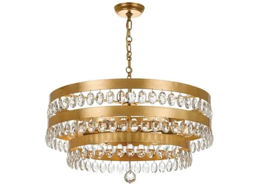 Perla 6-Light Chandelier - Antiqued Gold - Crystorama