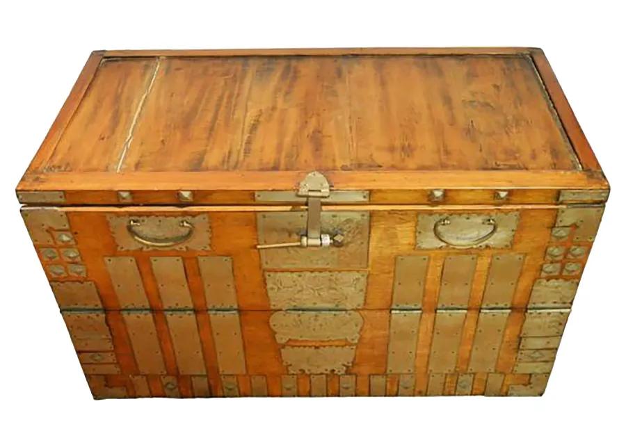 Antique Korean Storage Chest - FEA Home - brown