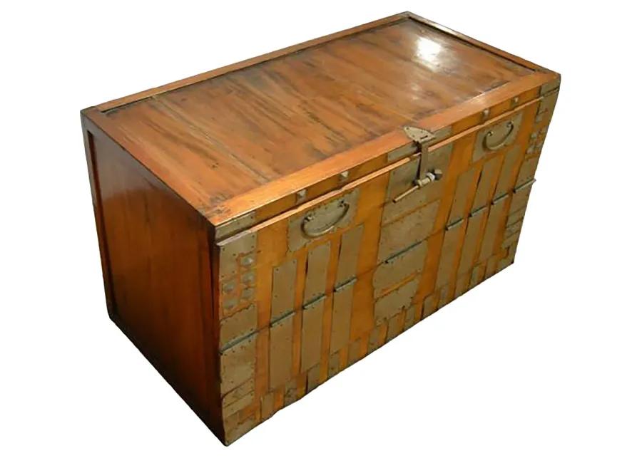 Antique Korean Storage Chest - FEA Home - brown