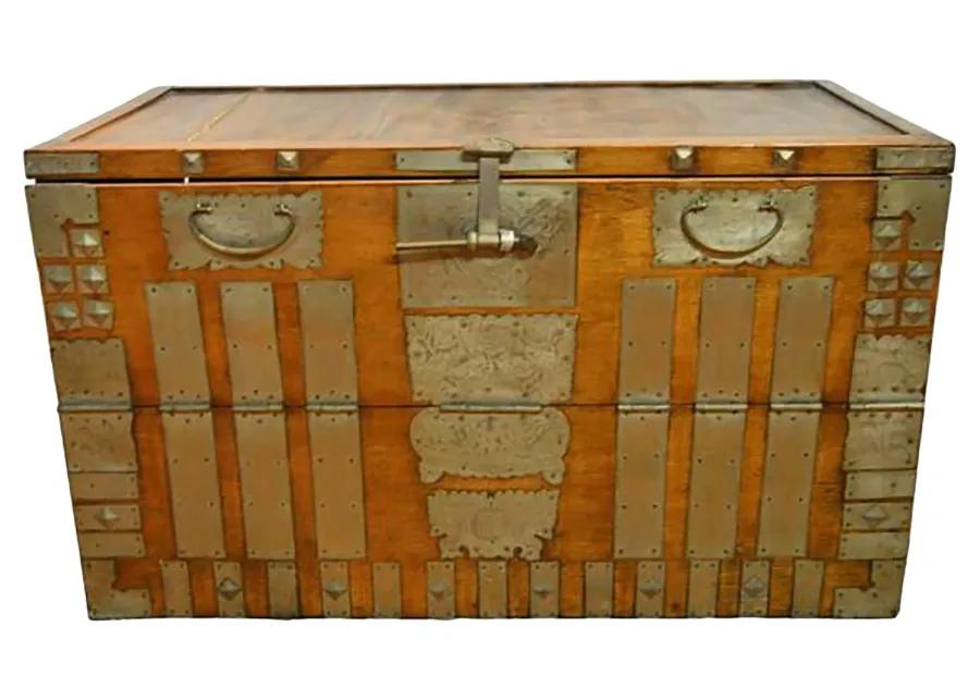 Antique Korean Storage Chest - FEA Home - brown