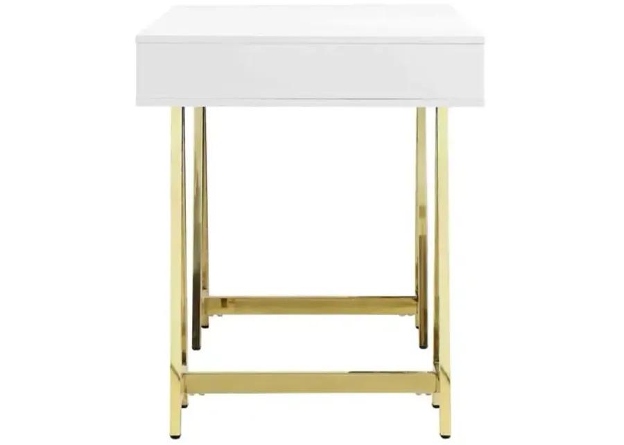 Gold Riley Desk - White