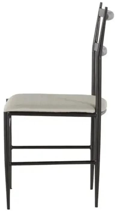 Ward Iron Side Chair - Brushed Black/Soft Linen - Gabby - White