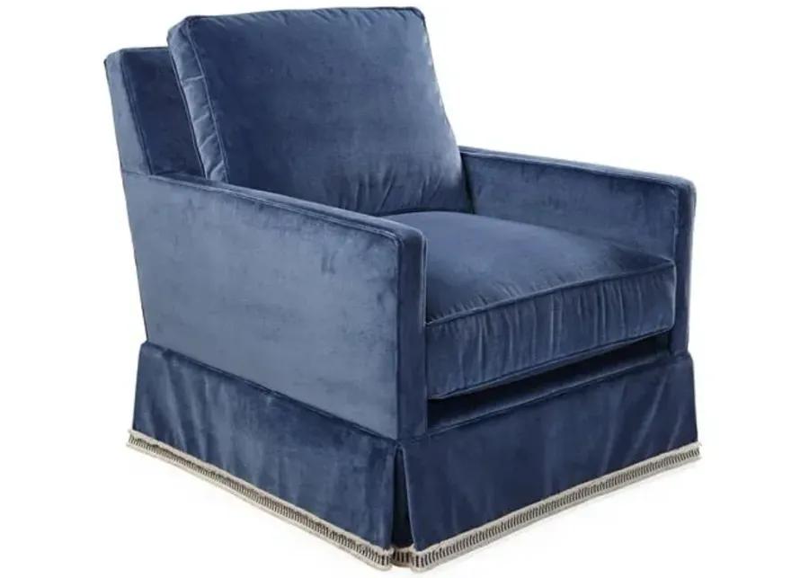 Auburn Club Chair - Mariner Velvet - Miles Talbott - Hancrafted in the USA