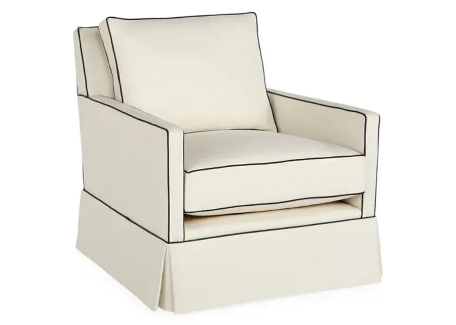 Auburn Club Chair - Ivory/Navy Crypton - Miles Talbott - Hancrafted in the USA