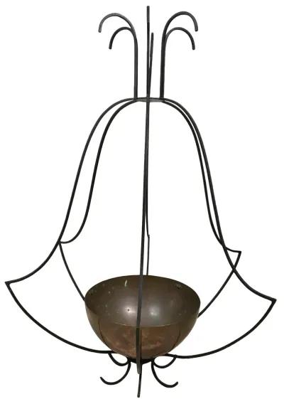 Large Iron and Copper Hanging Outdoor Planter - Von Meyer Ltd. - Black - 34" w x 43" h